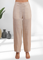 Joban Fashion Beige Linen Embroidered Readymade Long Kurta With Pant | Grocsy