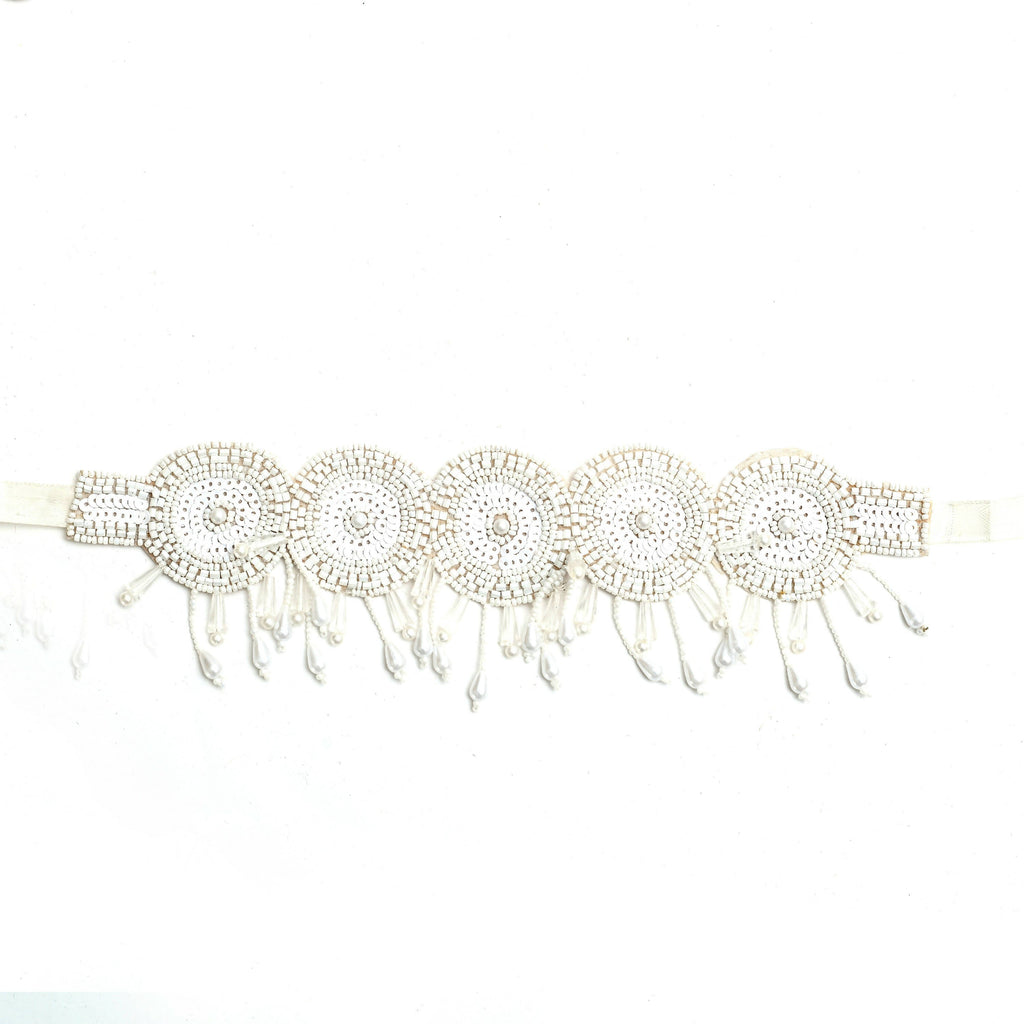 Mominos Fashion Johar Kamal Handicraft Off White/Golden Pearls Necklace with Earrings For Women