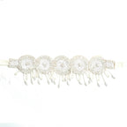Mominos Fashion Johar Kamal Handicraft Off White/Golden Pearls Necklace with Earrings For Women