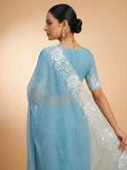 Joban Fashion Sky Blue Candy Crush Party Wear Sarees | Grocsy