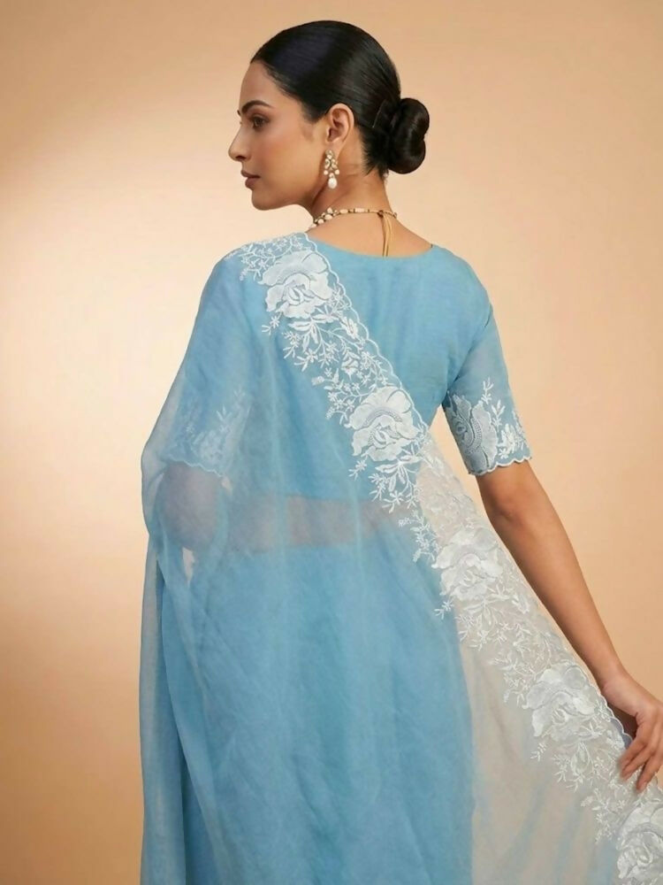 Joban Fashion Sky Blue Candy Crush Party Wear Sarees | Grocsy