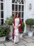 Teeya Creation White Color Chinon Silk Party Wear Trending Palazzo Set | Grocsy