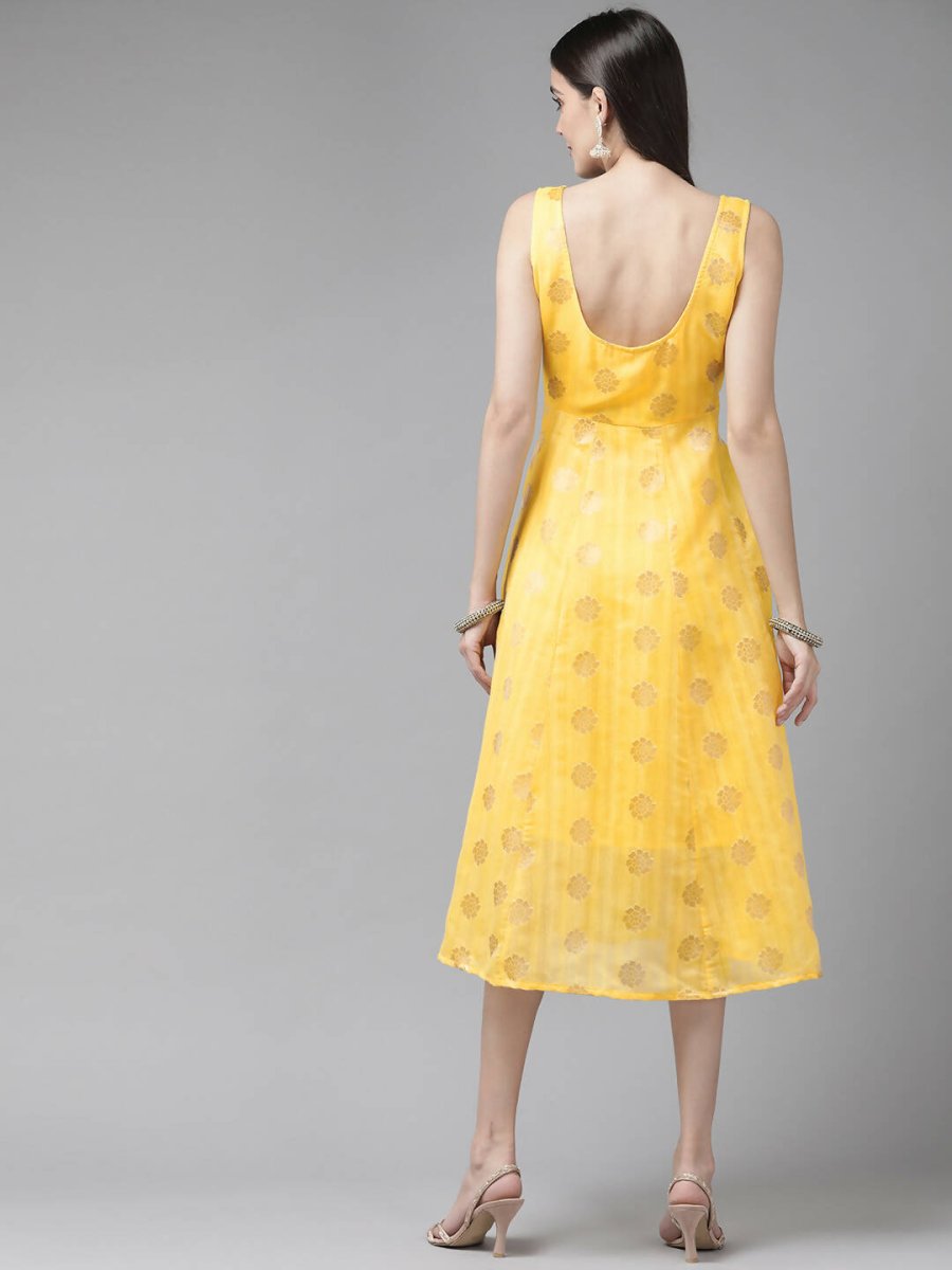 Ahalyaa Women's Traditional wear Dress - Yellow | Grocsy