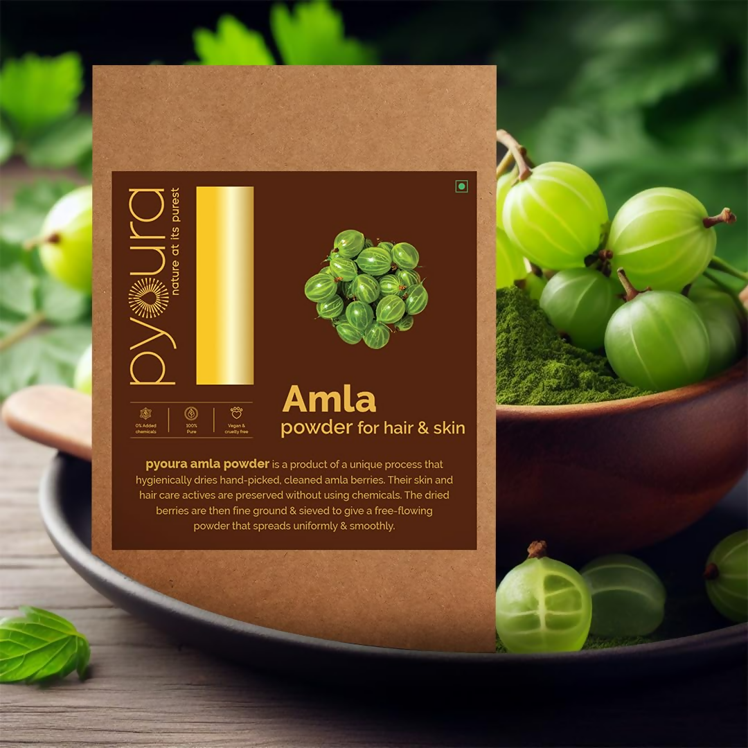 Pyoura Pure Amla Powder 100% Natural Hygienically Dried Mask For Hair Growth & Healthy Scalp | Grocsy