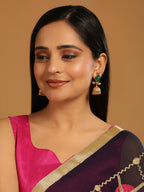 Nuyug 22K Gold Plated Emerald Stone Studded Ethnic Jhumkas | Grocsy