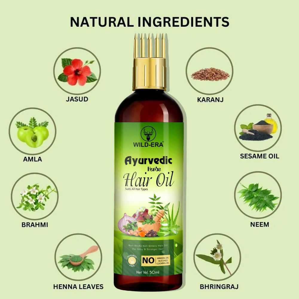 Wildera Bringha Ayurvedic Hair Oil, Hair Fall Control and Hair Growth with Bringharaj Oil | Grocsy