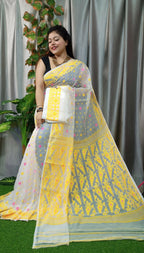 Exclusive Collection Off White Beautiful Jamdani Collection Saree | Grocsy