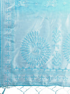 Shree Shyam Fashion Varnika Sky Blue Linen Cotton Saree | Grocsy