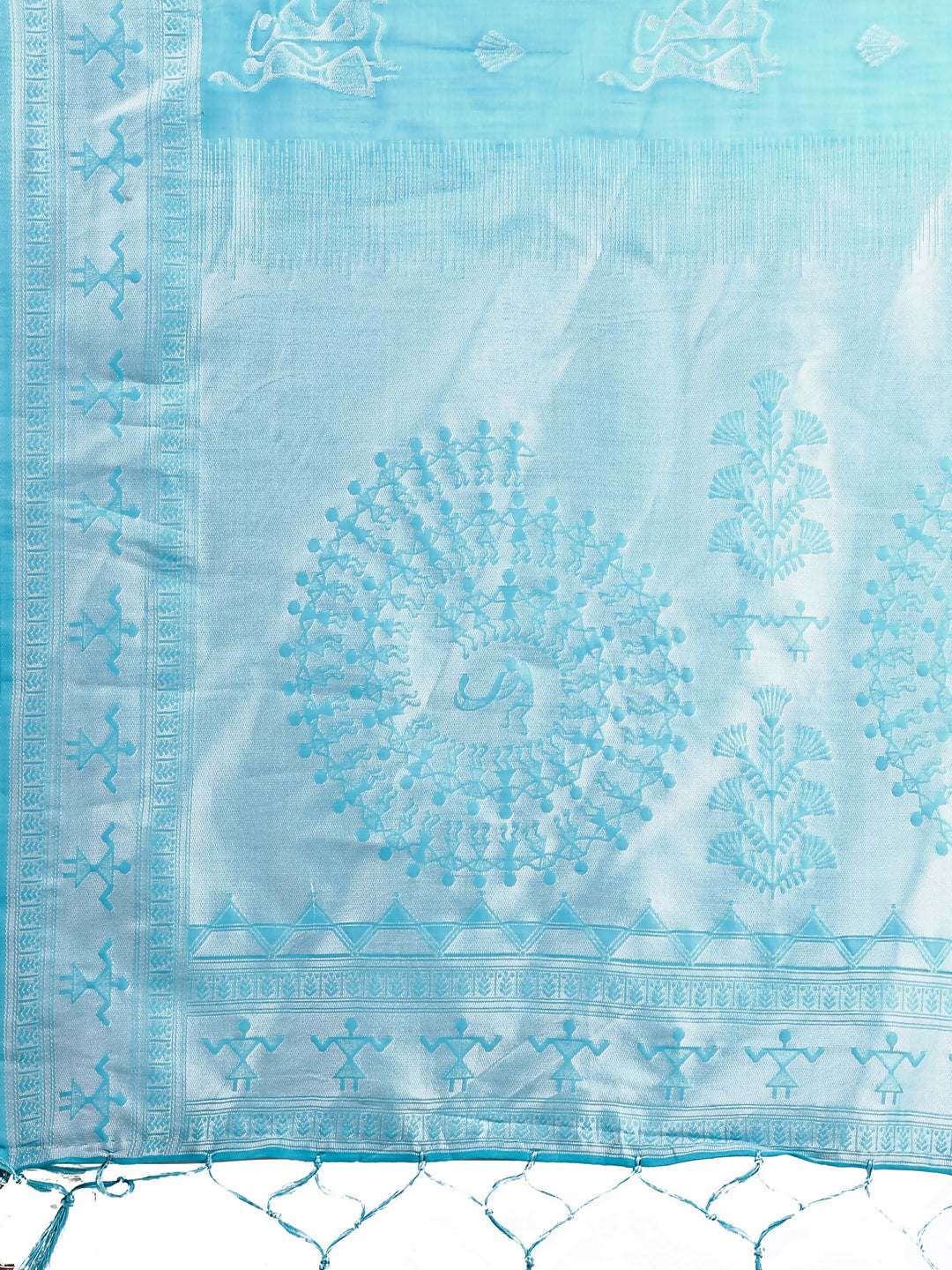 Shree Shyam Fashion Varnika Sky Blue Linen Cotton Saree | Grocsy
