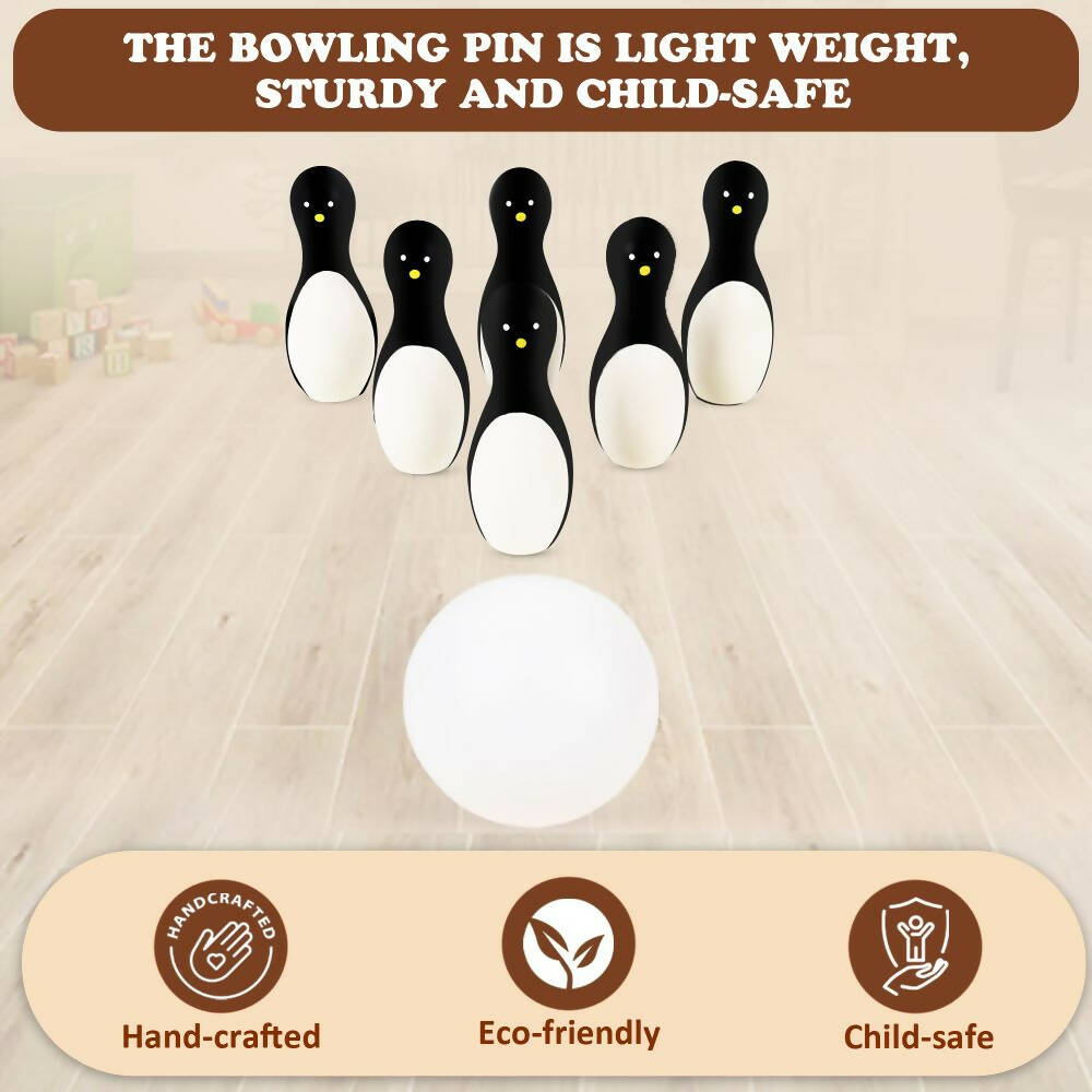 Matoyi Wooden Penguin Bowling Set For Kids | Grocsy