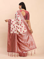 Shree Shyam Fashion Linen Cotton Maroon Saree | Grocsy
