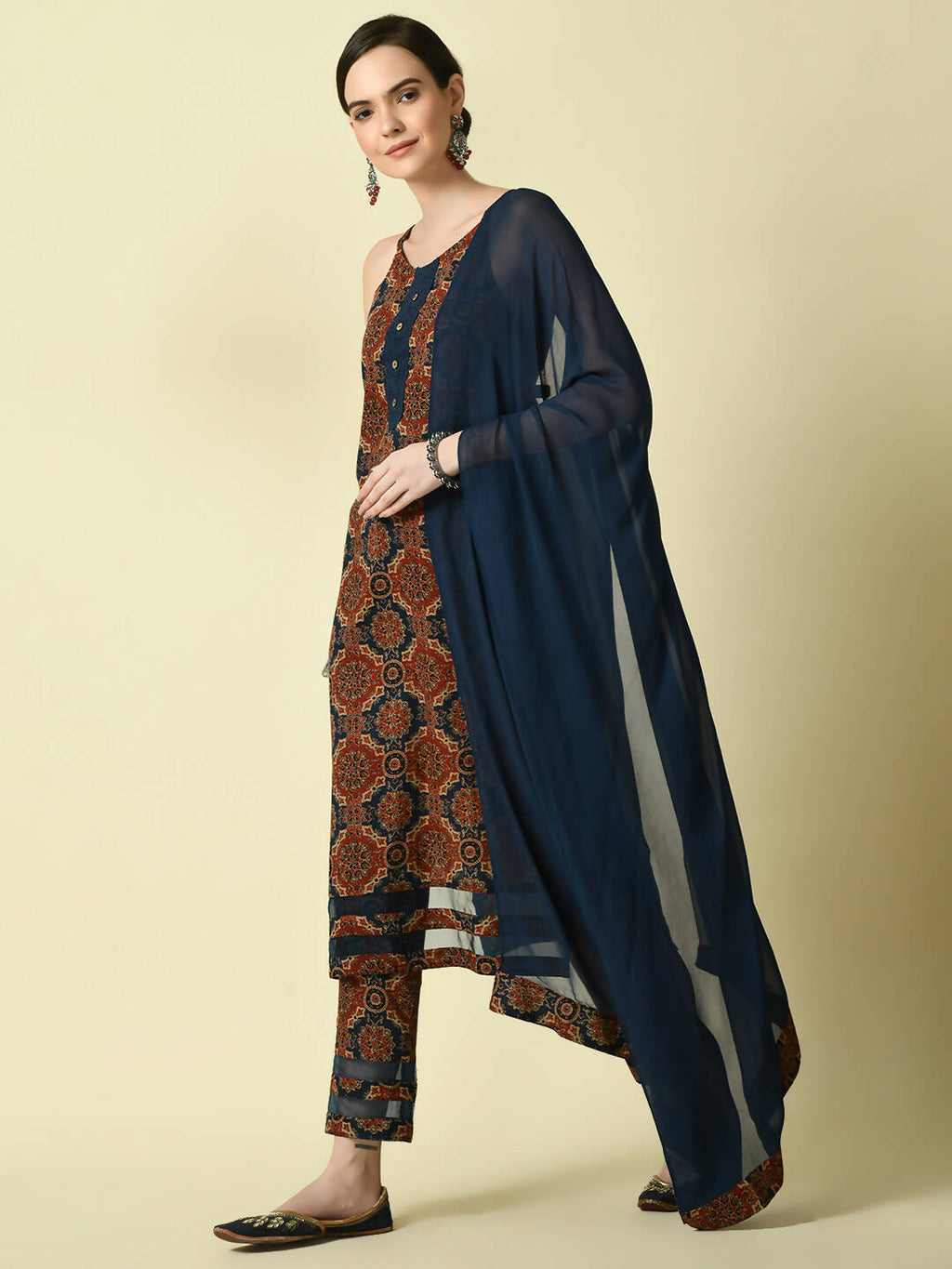 Myshka Women's Multi Straight Kurta & Trousers With Dupatta | Grocsy