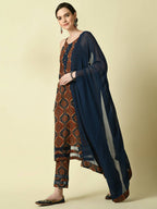 Myshka Women's Multi Straight Kurta & Trousers With Dupatta | Grocsy