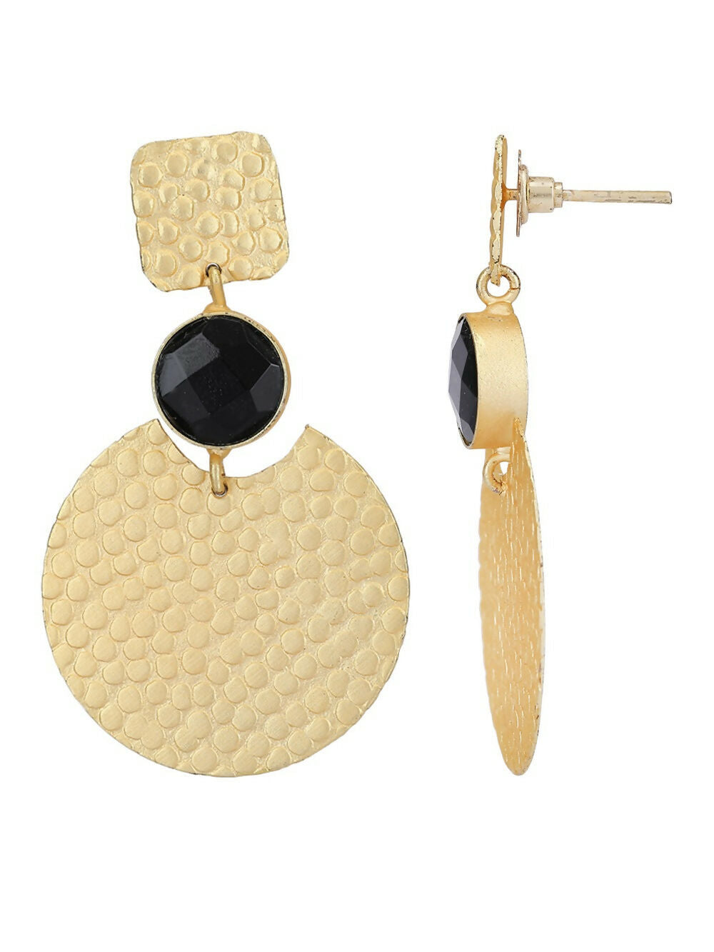 Joban Fashion Women Round Shape Matte Gold Earrings | Grocsy