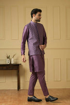 Purplebee Nehru Jacket Set by Hilo Design | Grocsy