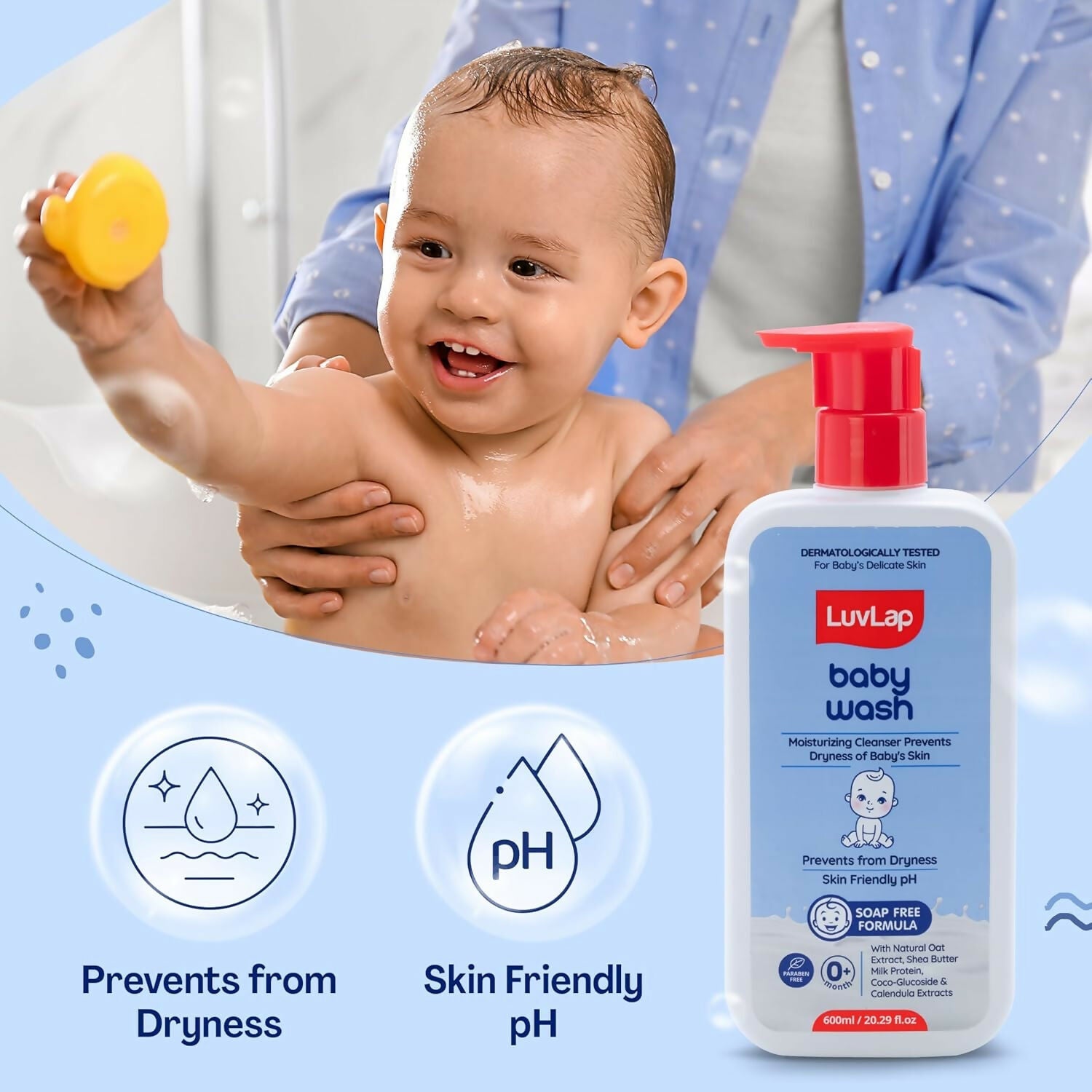 LuvLap Baby Wash with Milk Protein, Oatmeal, Shea Butter and Vitamin E | Grocsy
