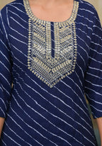 Partywear Designer Blue cotton Stitched Suit With Dupatta - Tanisha | Grocsy