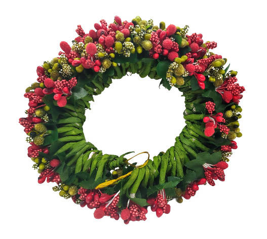 Green & Red Pollens Bridal Hair Gajra | Grocsy