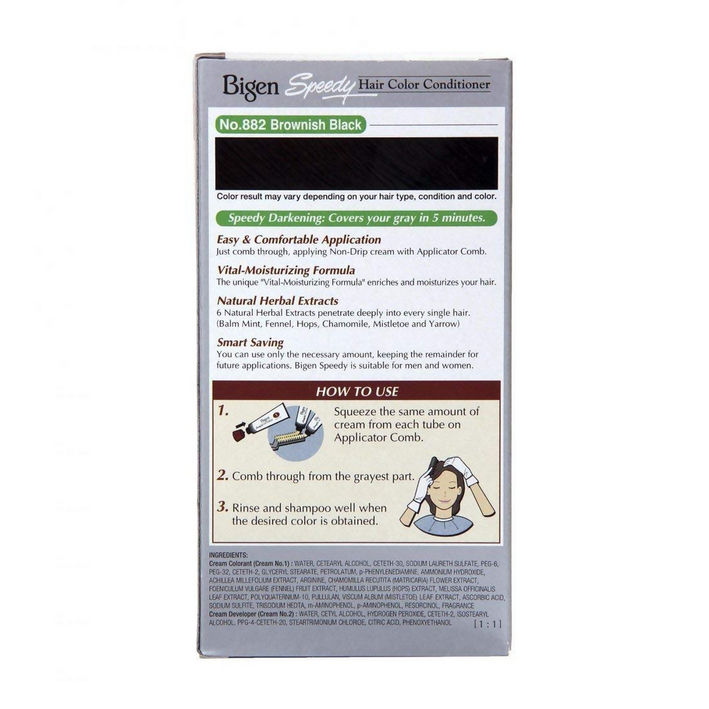 Bigen Hair Colour Conditioner - Brownish Black 882 | Grocsy