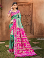 Sangam Prints Green Kanjivaram Silk Woven Work Traditional Saree | Grocsy