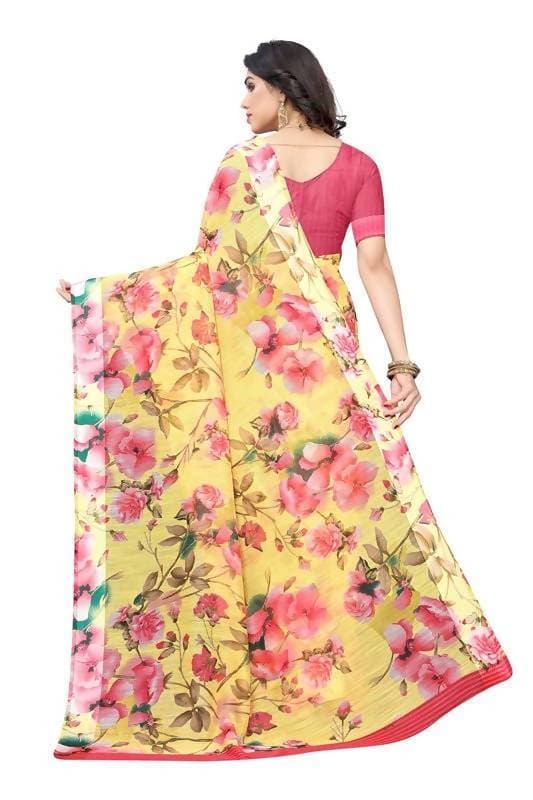 Vamika Yellow Linen Satin Border Saree (SONAKSHI 12 YELLOW ) | Grocsy