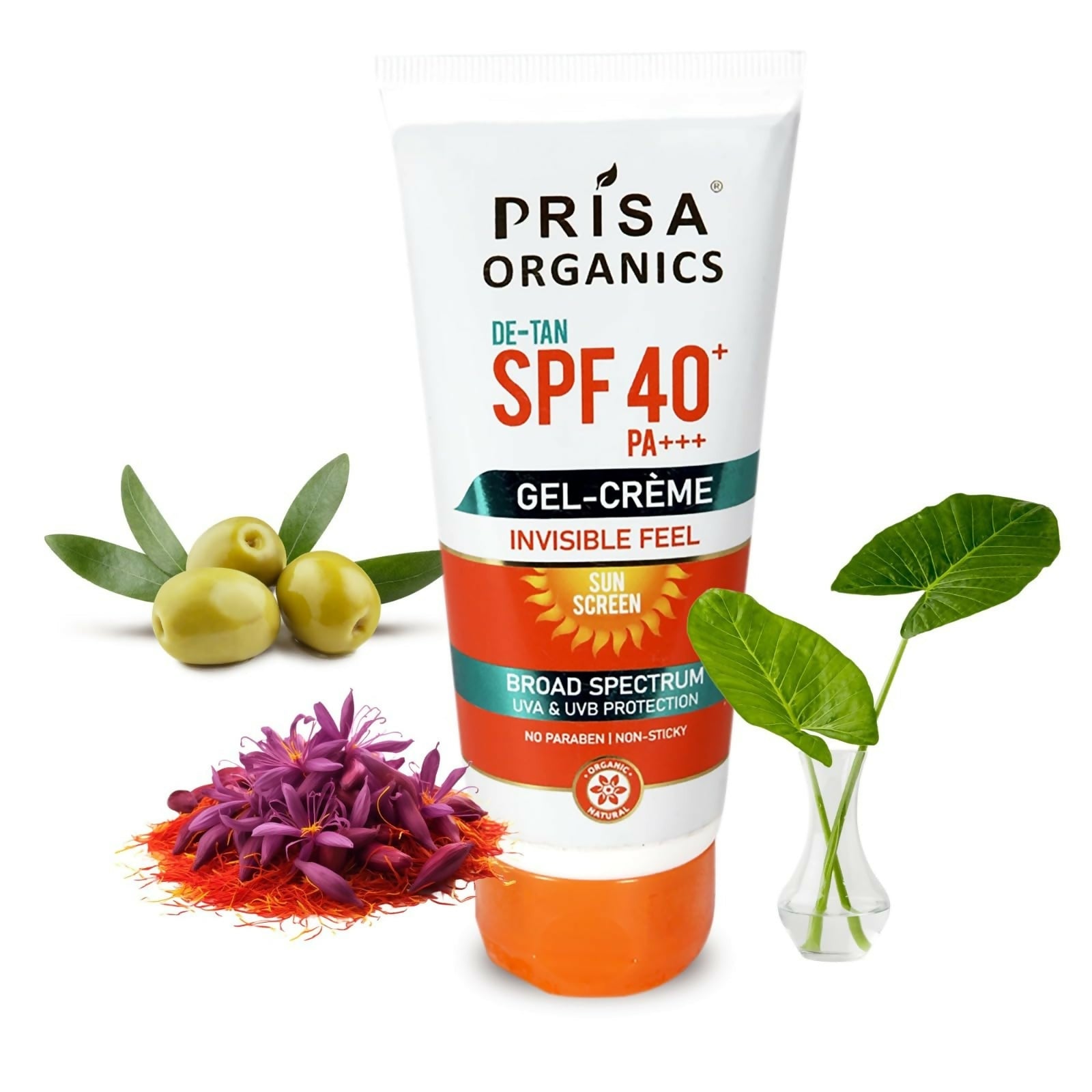 Prisa Organics De-Tan Sun Screen SPF 40 PA+++ Invisible Feel Gel Cream | Grocsy
