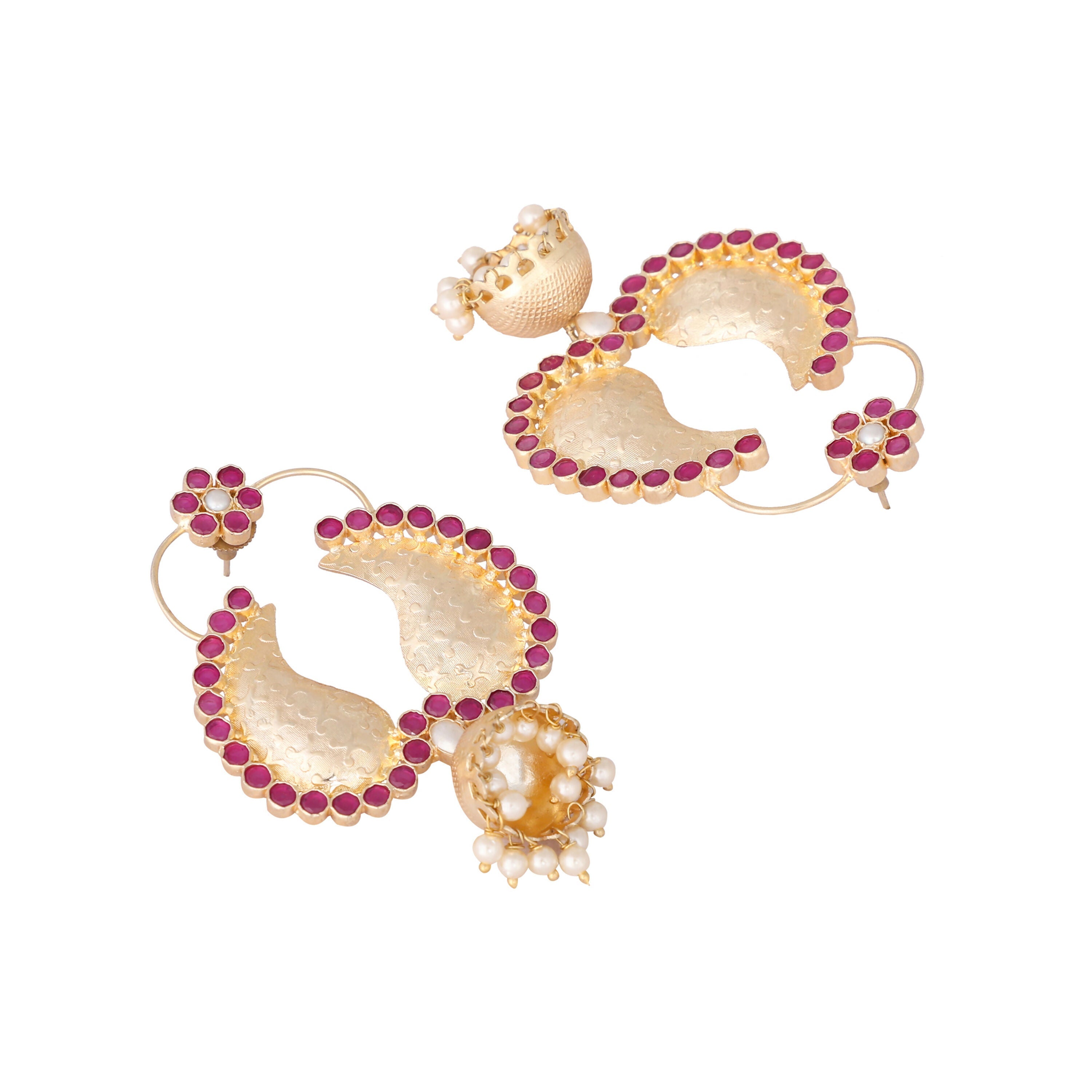Nuyug 22K Gold Plated Pink Paisley Bloom Earrings | Grocsy