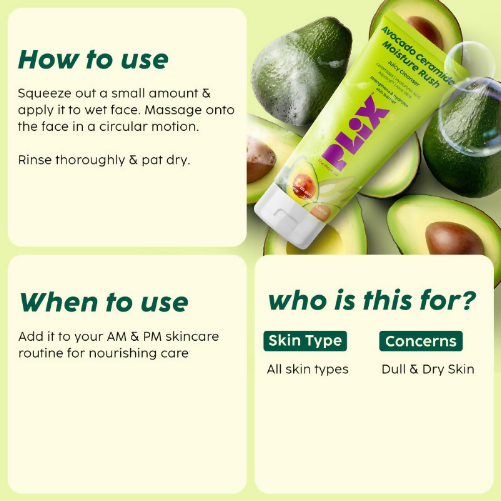PLIX The Plant Fix Avocado Ceramide Moisture Rush - Cleanser & Cream | Grocsy