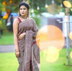 DEIANA'S Beautiful Designer Golden zari Soft Lichi Silk Saree - Wine | Grocsy