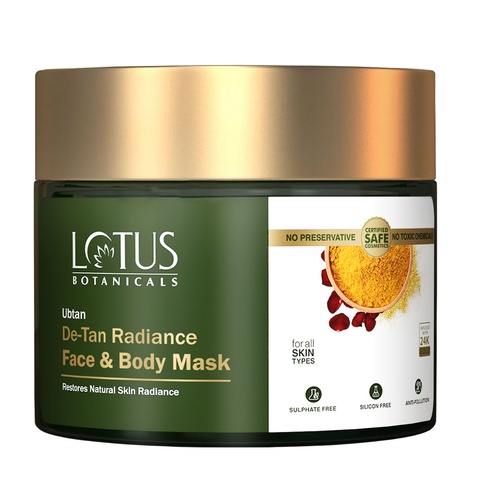 Lotus Botanicals Ubtan De-Tan Radiance Face & Body Mask | Grocsy