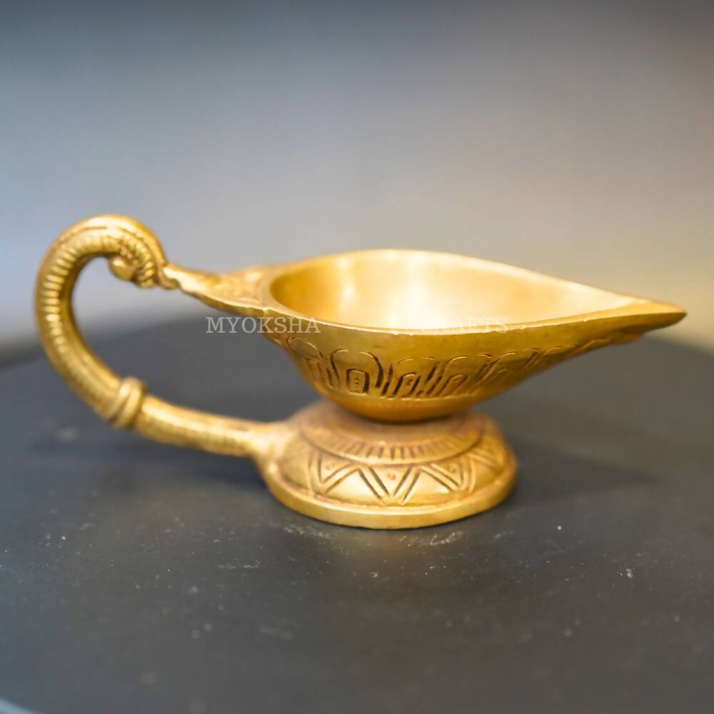 Brass Leaf Diya | Grocsy