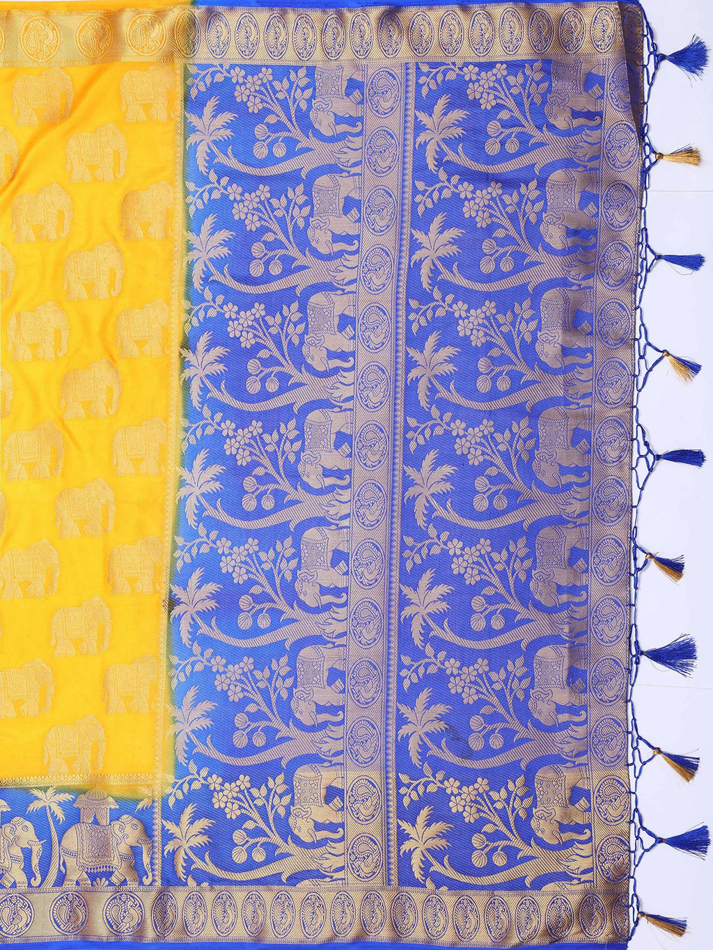 Mimosa Women's Gold Kanjivaram Art Silk Saree | Grocsy