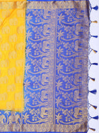 Mimosa Women's Gold Kanjivaram Art Silk Saree | Grocsy