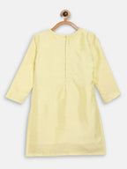 Ahalyaa Yellow Poly Silk Kids Kurta Pant With Dupatta For Girls | Grocsy