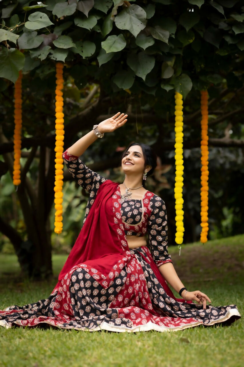 Yash Enterprise Multi Color Rayon Cotton Embroidery Semi Stitched Navratri Top Chaniya Choli | Grocsy