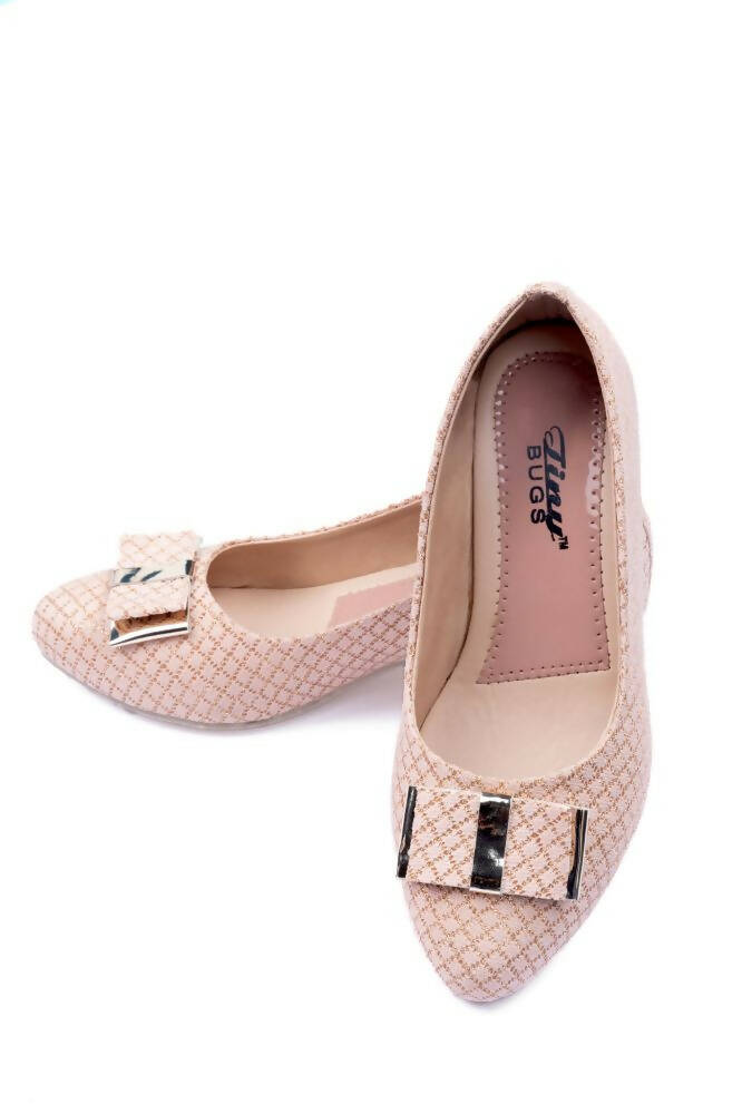 Tiny Bugs Girls Party Wear Ballerinas - Rose Gold | Grocsy