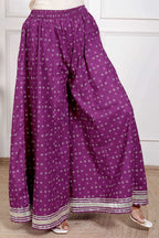 Miravan Women Cotton Magenta gota work Kurta with Flared Palazzo | Grocsy