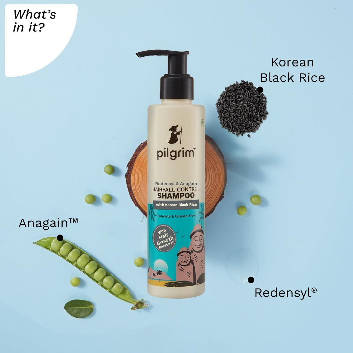 Pilgrim Redensyl & Anagain Hairfall Control Shampoo with Korean Black Rice | Grocsy