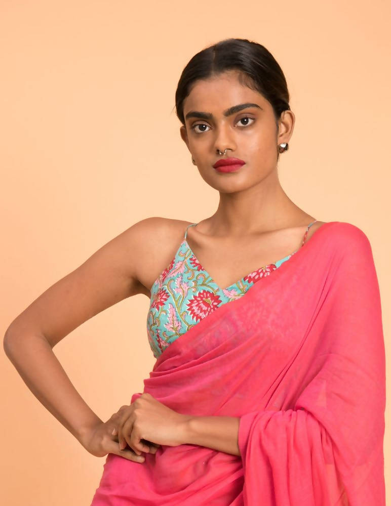 Suta Pink Solid Pure Cotton Saree | Grocsy