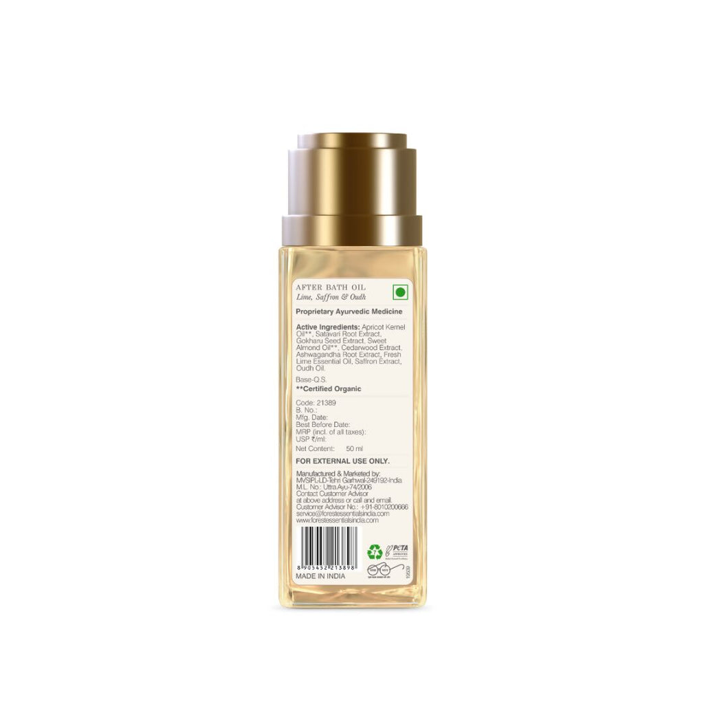 Forest Essentials After Bath Oil Lime Saffron & Oudh | Grocsy