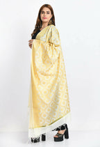 Mominos Fashion Moeza Women's Banarsi Silk All Over Woven Design Cream Dupatta | Grocsy