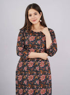 Vamika Printed Cotton Blue Party Wear/Casual Wear Kurta Set/Suit | Grocsy