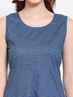 Myshka Women's Green Printed Cotton Sleeveless Round Neck Casual Kurta | Grocsy