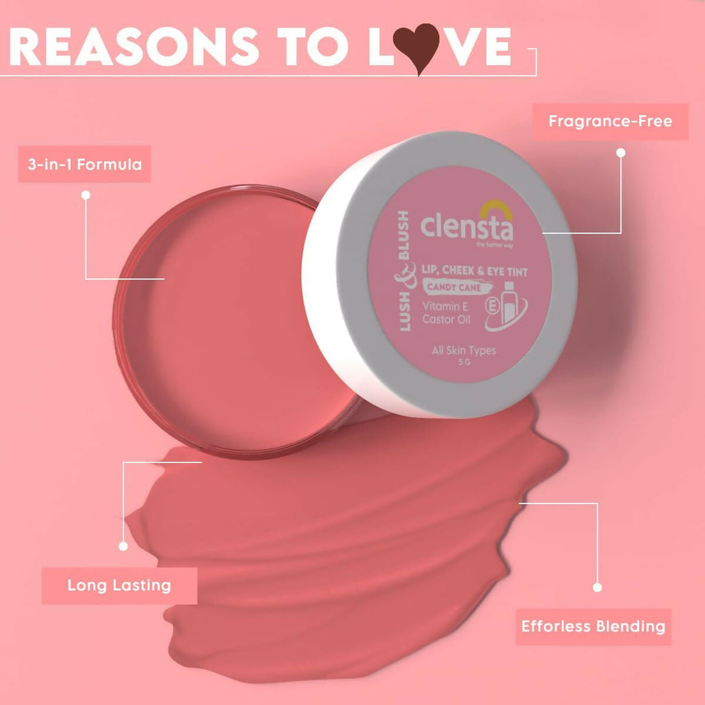 Clensta Lip Cheek Tint - Candy Cane | Grocsy