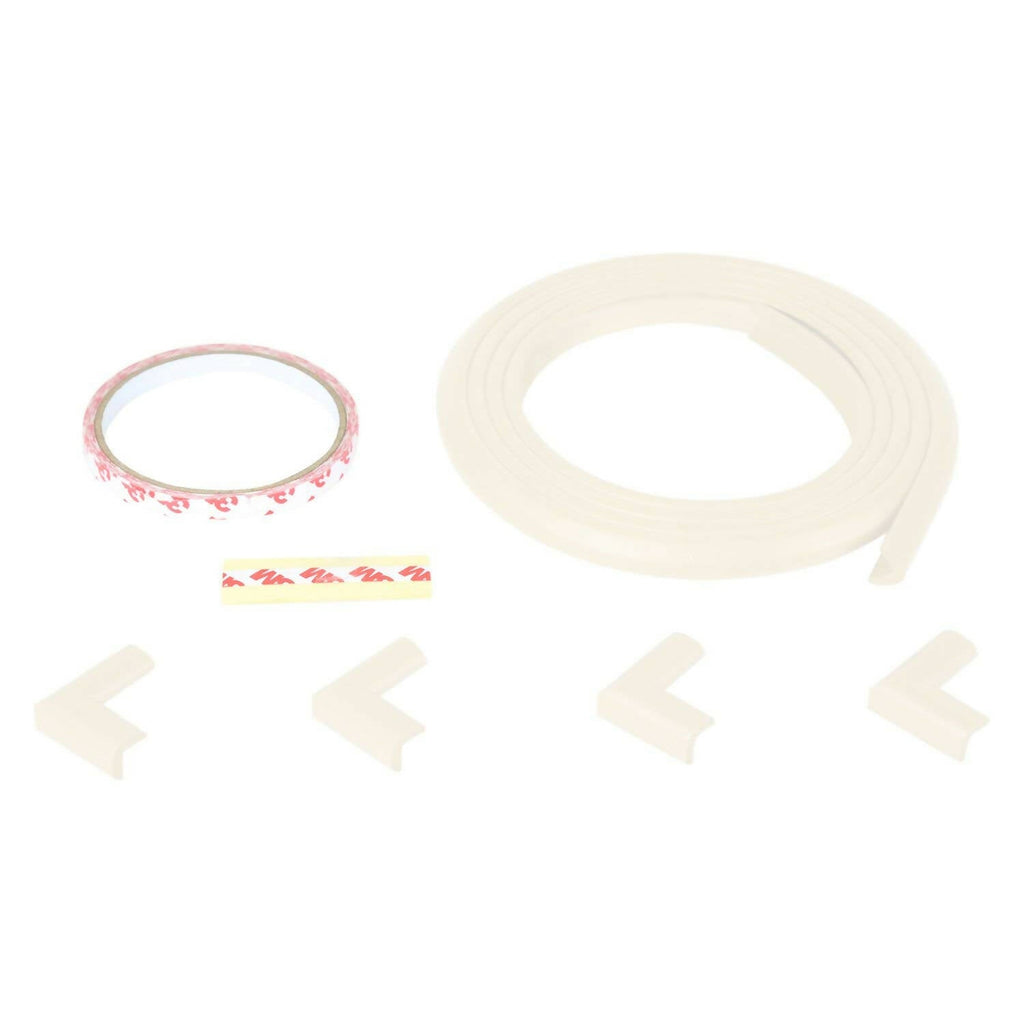 Safe-O-Kid Unique High Density L-Shaped 2 Mtr Long Mini 4 Edge Guard With 16 Corner Cushions - Cream | Grocsy