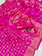 DEIANA'S Beautiful Designer Golden zari Soft Lichi Silk Saree - Pink | Grocsy