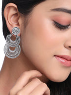 NVR Women Silver Plated Crescent Shaped Drop Earrings | Grocsy