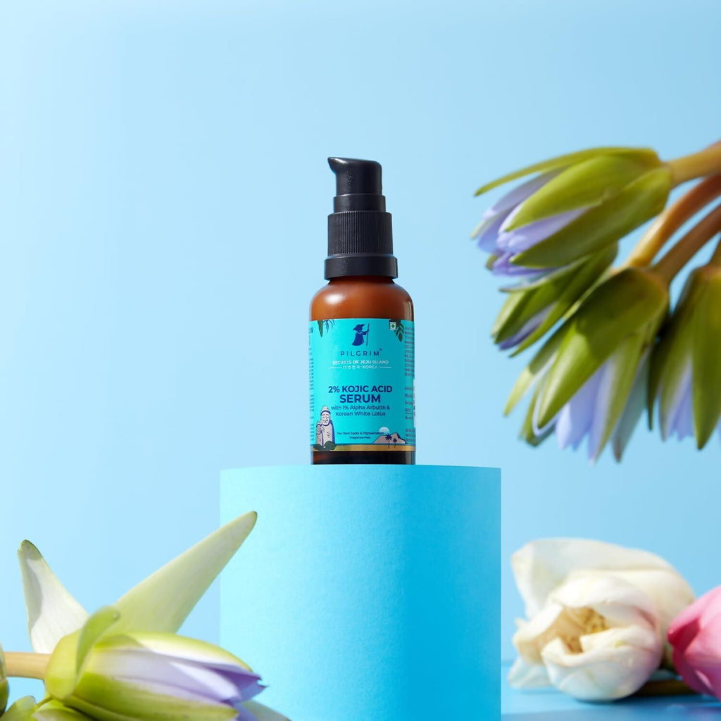 Pilgrim 2% Kojic Acid Serum Arbutin & Korean White Lotus For Acne & Darks spots | Grocsy
