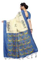 Vamika Multicolor & Blue Kalamkari With Jhalar Khadi Silk Saree | Grocsy