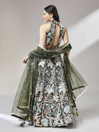 House of Panchhi Olive Net Sequinse Work Lehenga & Blouse with Dupatta | Grocsy